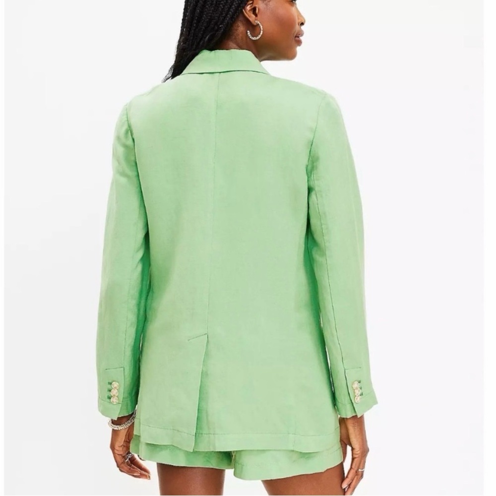 NWOT LOFT Mint Green One Button Open Long Blazer, XL - Picture 3 of 16